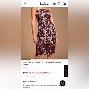 NWT Lulus Jana lace dress
